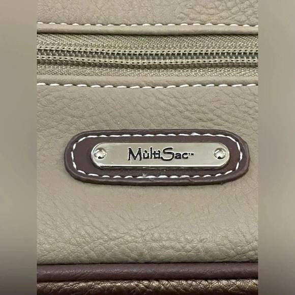 MultiSac Two tone brown multi compartment organizer bag handbag crossbody - Picture 5 of 8